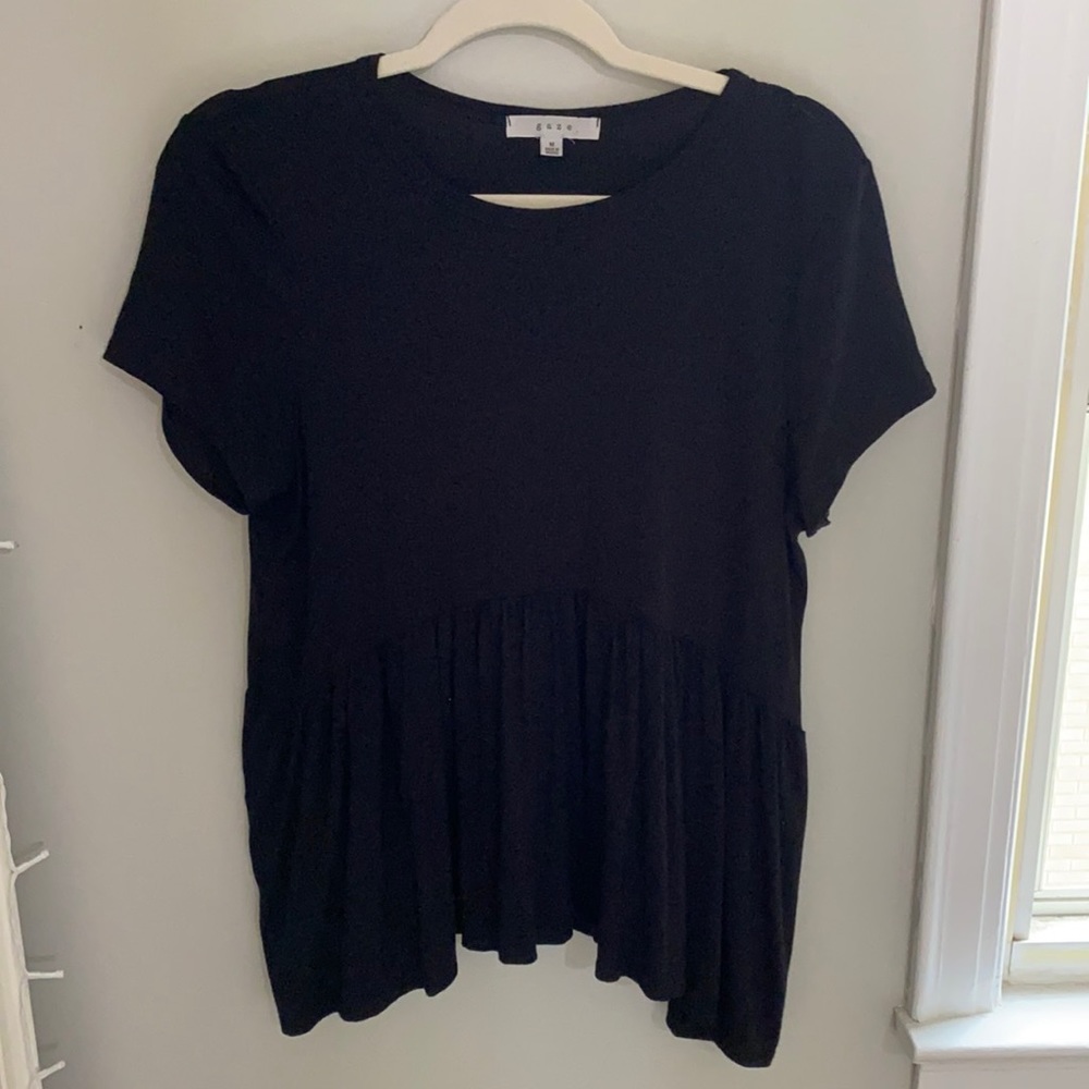 NWOT Black Ruffle Top
